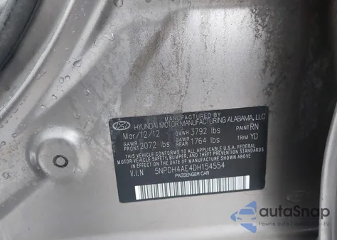 2013 Hyundai Elantra Gls/Limited from USA, damaged, VIN 5NPDH4AE4DH154554